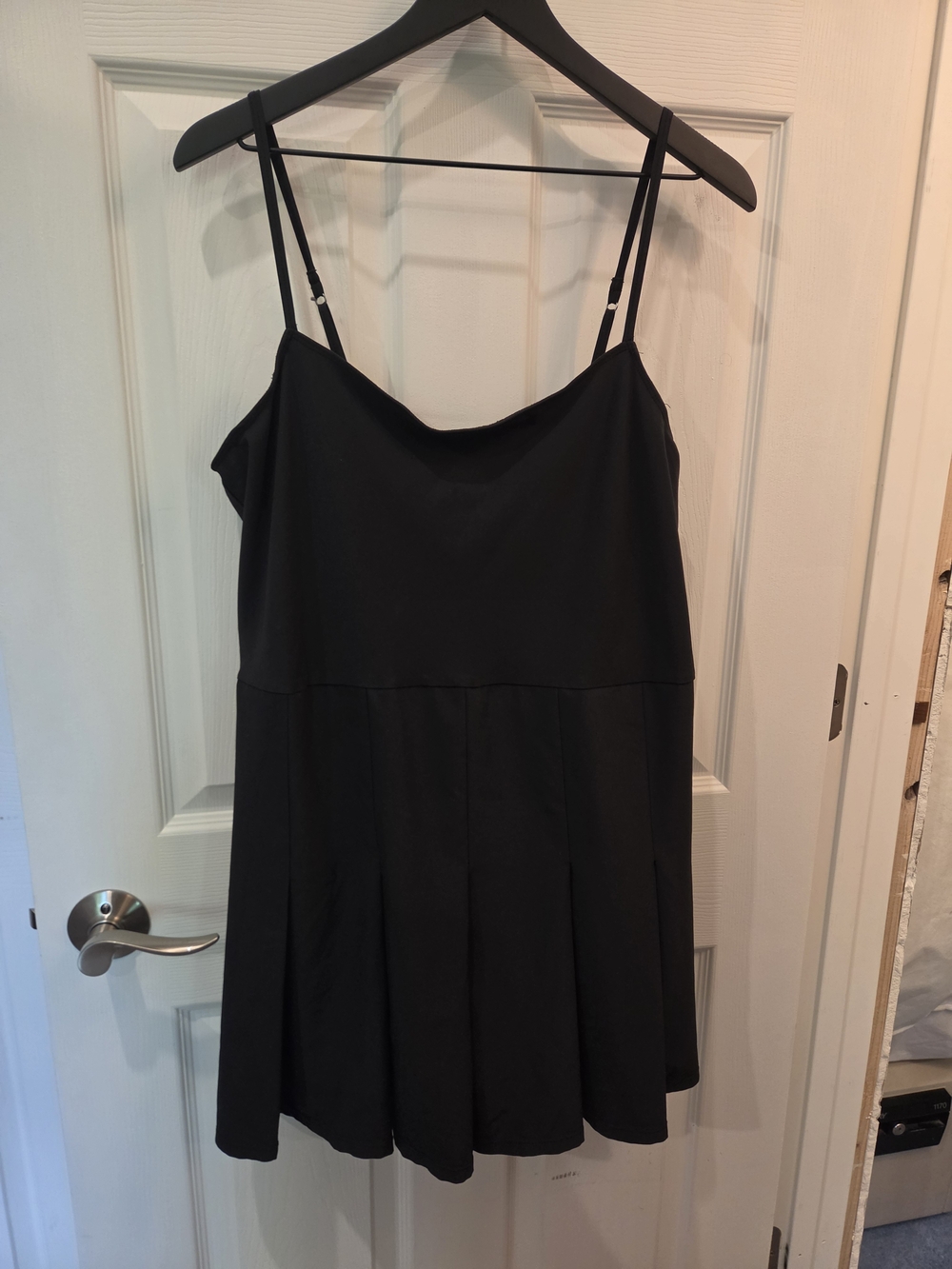 Abercrombie & Fitch Black Spaghetti Strap Pleated Mini Dress